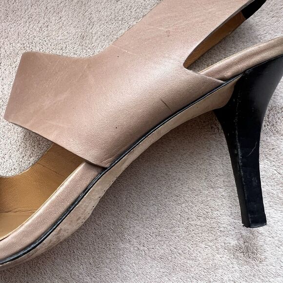 Michael Kors Tan Leather Sling Back Heeled Sandals Women’s 8.5 M Designer - Picture 6 of 16
